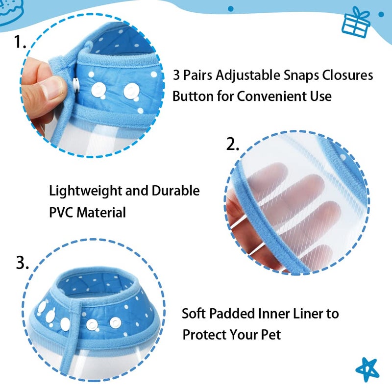 Vivifying Dog Cones for Small Dogs, Adjustable 5.7-8in Pet Cone, Lightweight Recovery Elizabethan Collar for Cats, Puppies and Mini Dogs (Blue) - Image 2